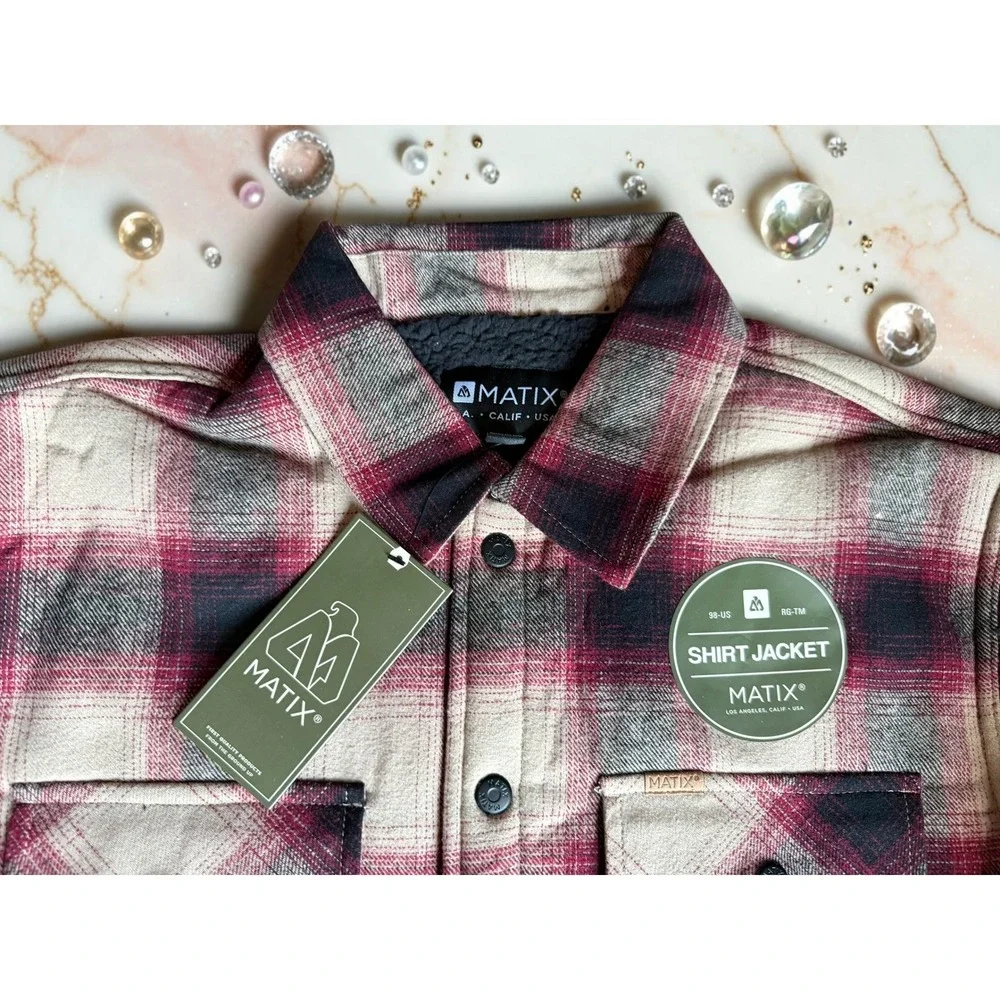 Matix - Mens Sherpa Lined Buffalo Flannel Shacket - Size Medium - *NWT*